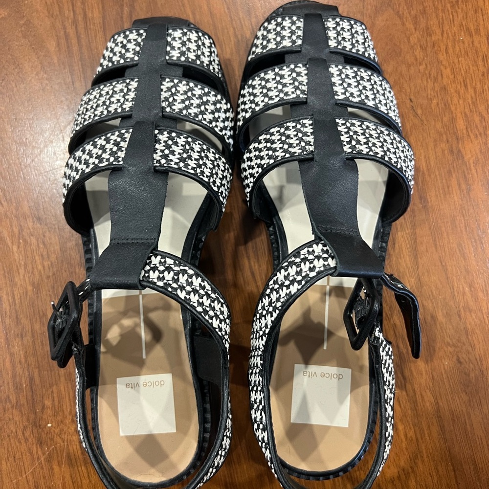 Dolce Vita Houndstooth Black Sandals
